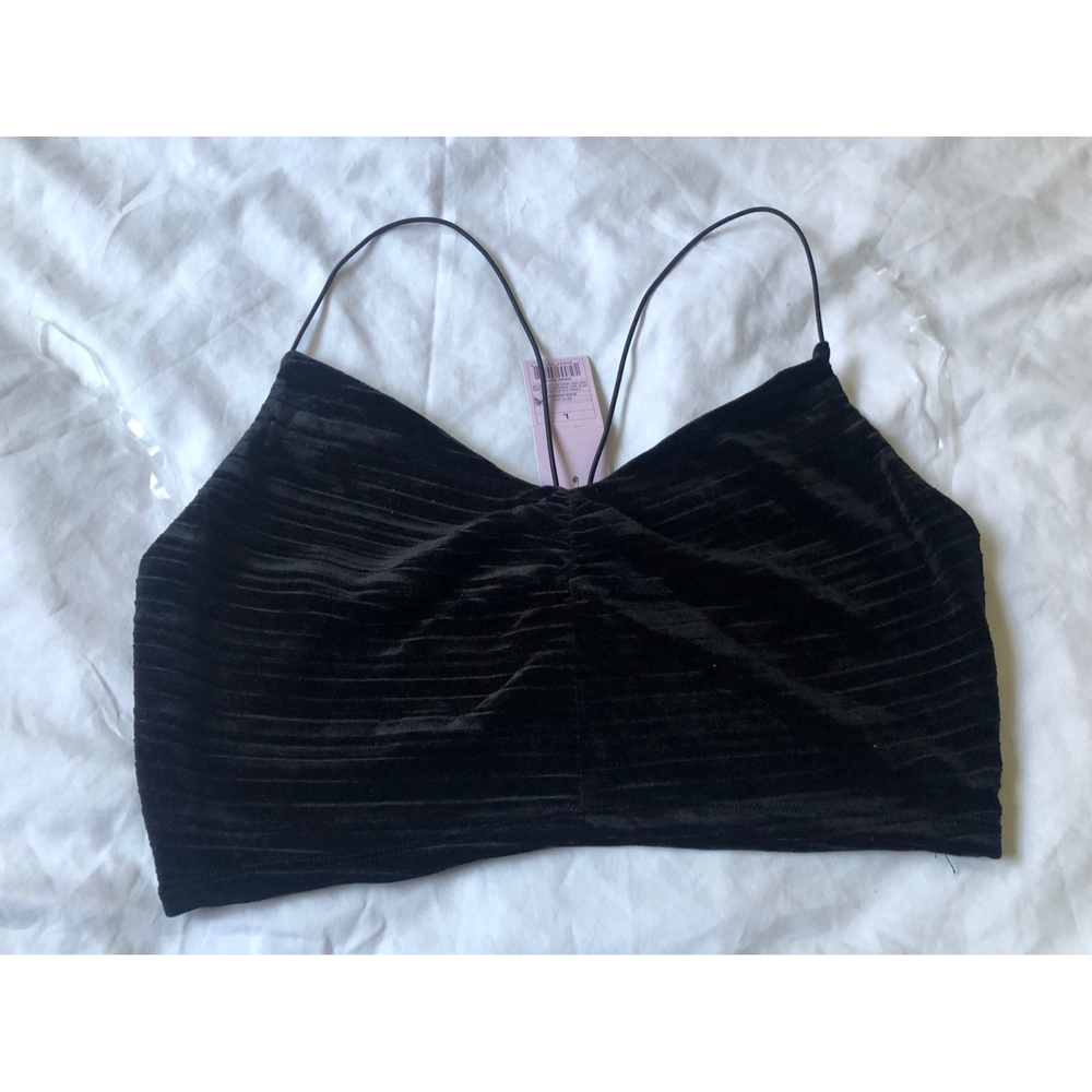 Wild Fable Cinched Front Velvet Tank Top Black Size L NWT